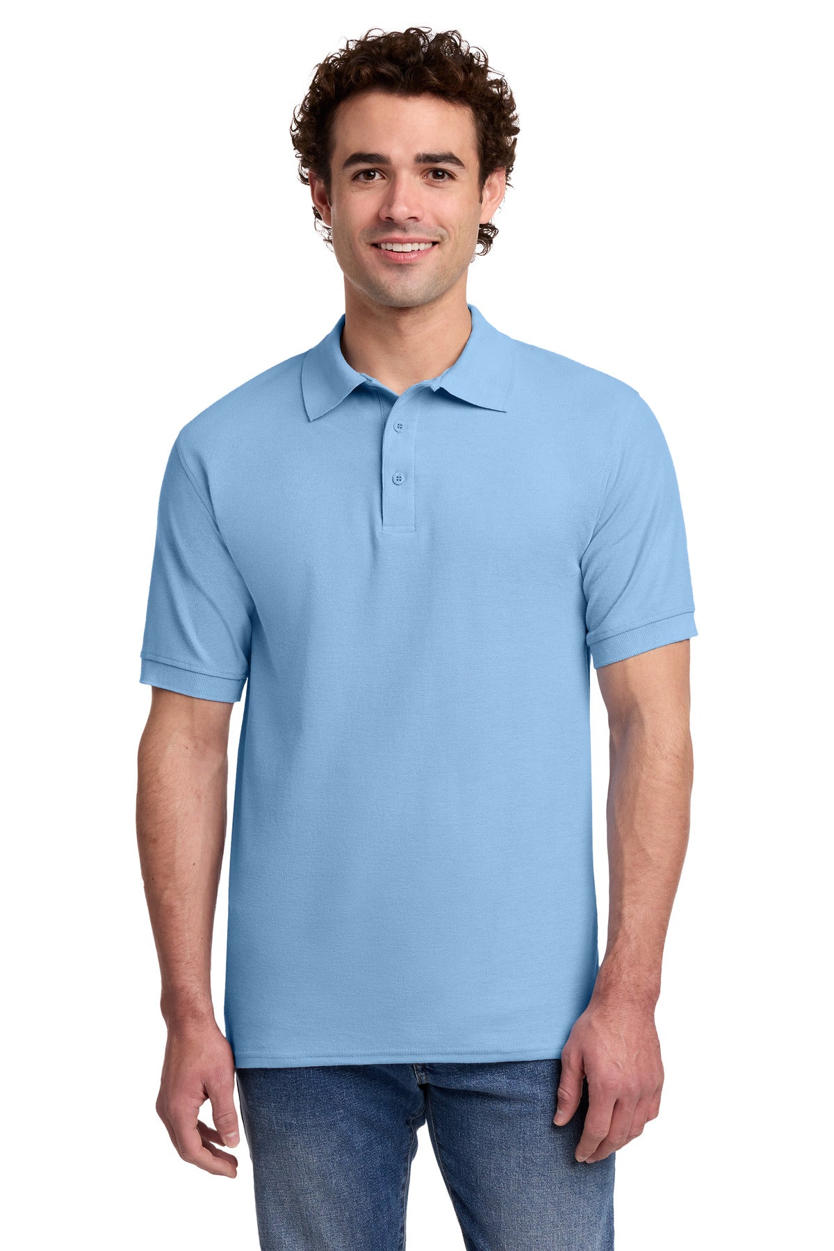 Custom Light Blue Core Blend Pique Polo KP155, personalized by SanCanDo Swag in Argyle, TX