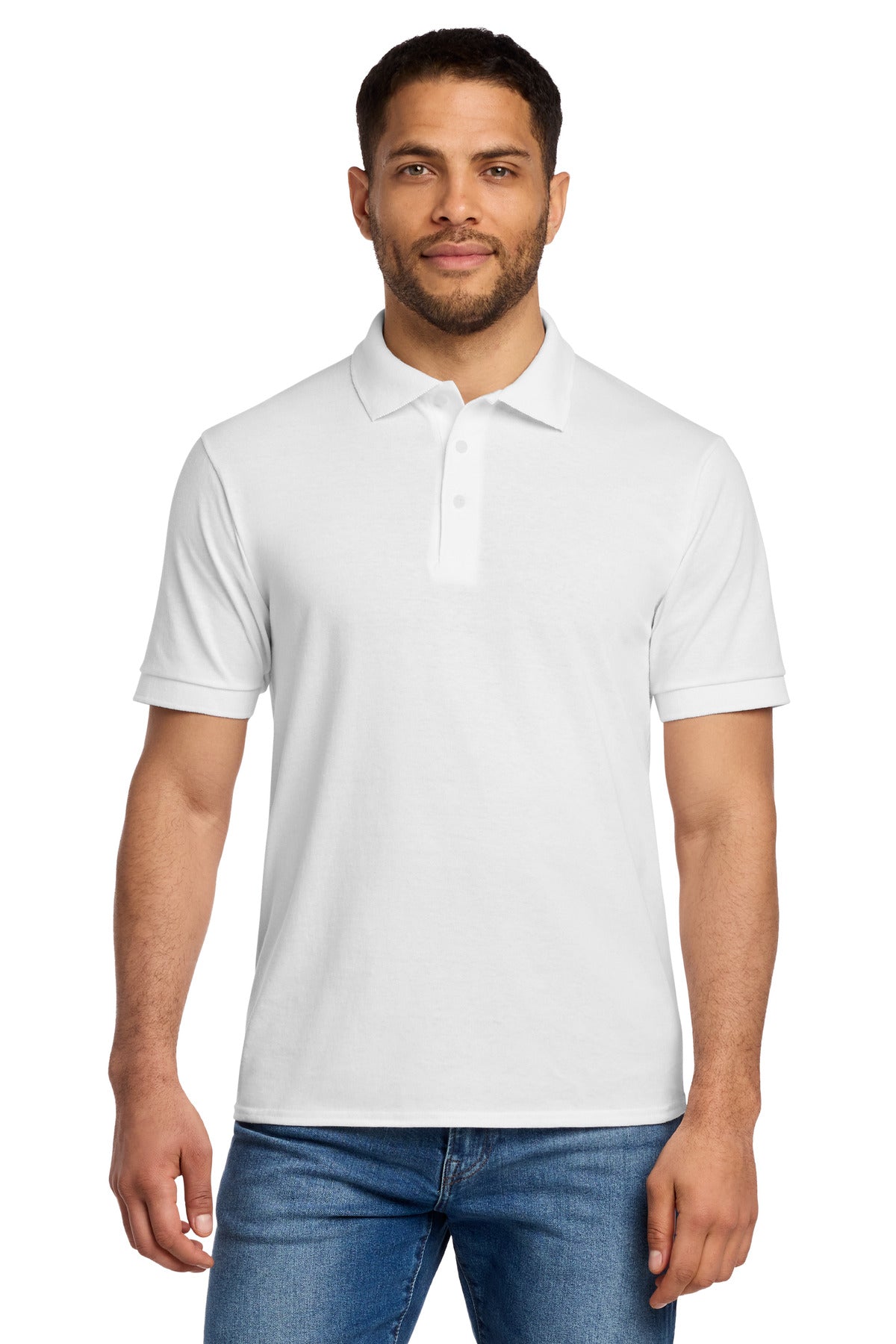 Custom White Core Blend Jersey Knit Polo KP55, personalized by SanCanDo Swag in Argyle, TX