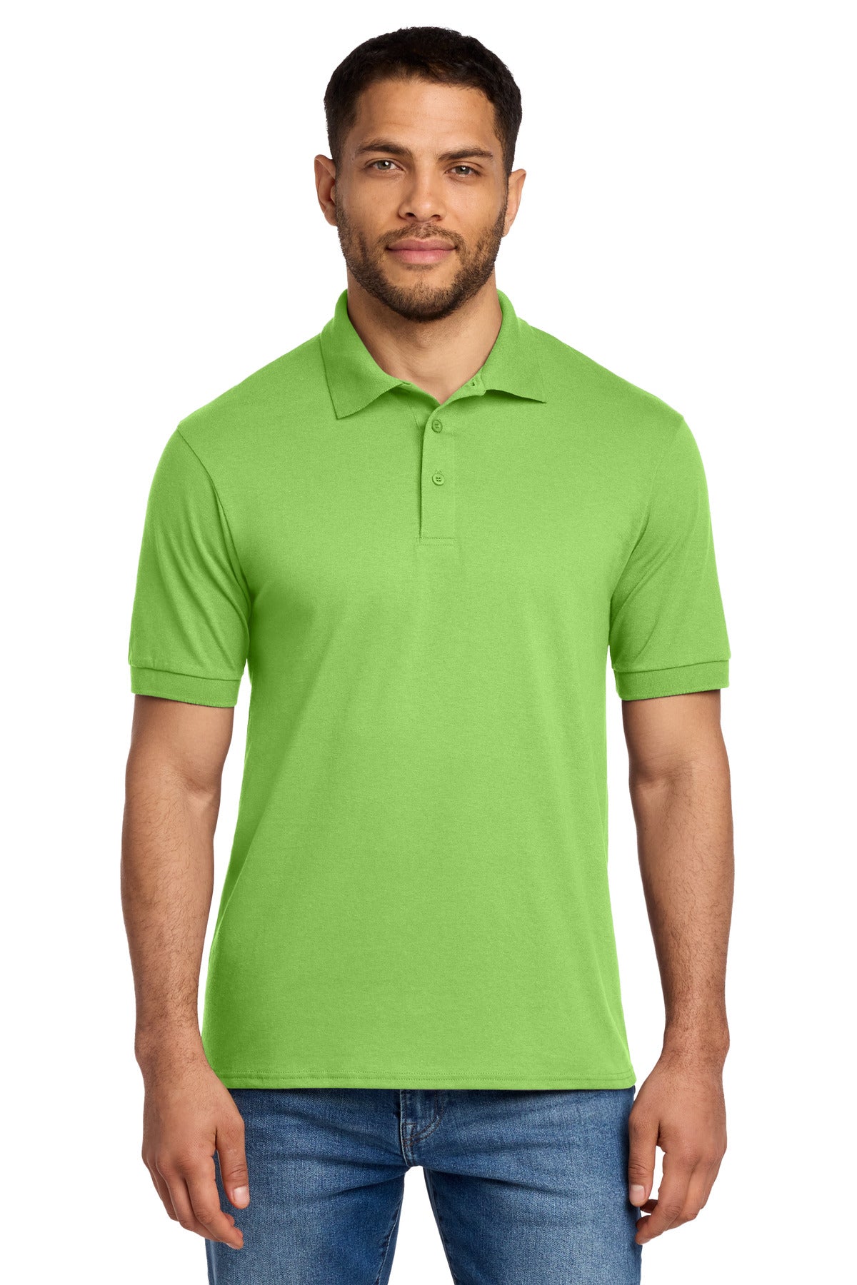 Custom Lime Core Blend Jersey Knit Polo KP55, personalized by SanCanDo Swag in Argyle, TX