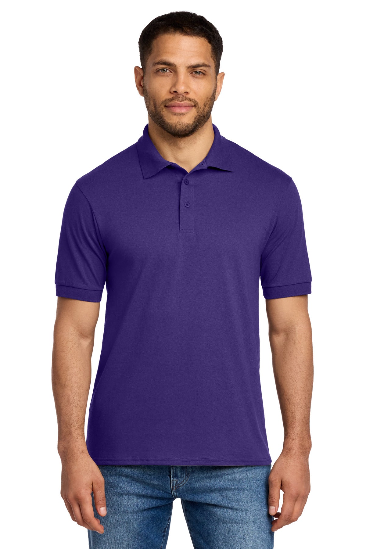 Custom Purple Core Blend Jersey Knit Polo KP55, personalized by SanCanDo Swag in Argyle, TX