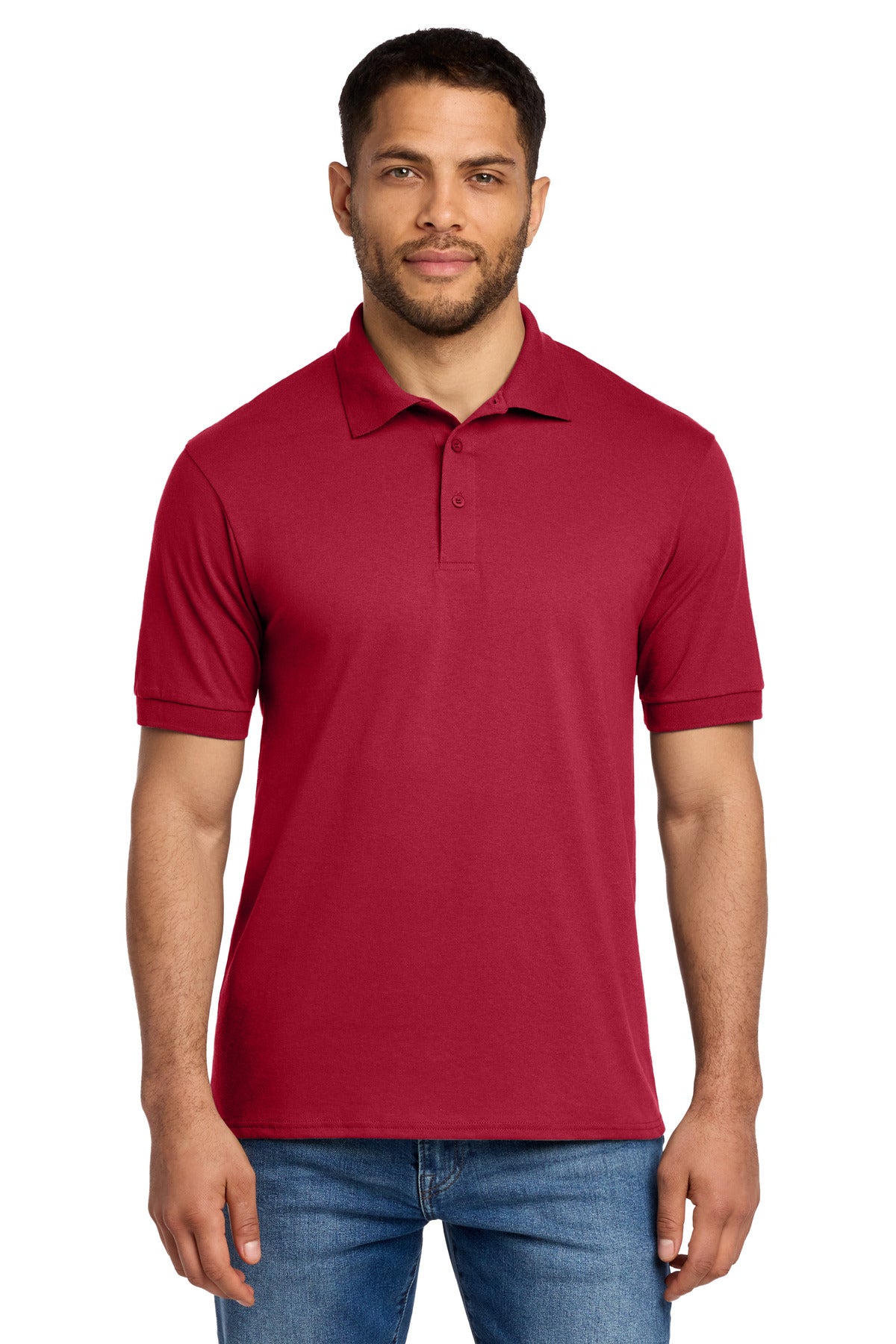 Custom Red Core Blend Jersey Knit Polo KP55, personalized by SanCanDo Swag in Argyle, TX