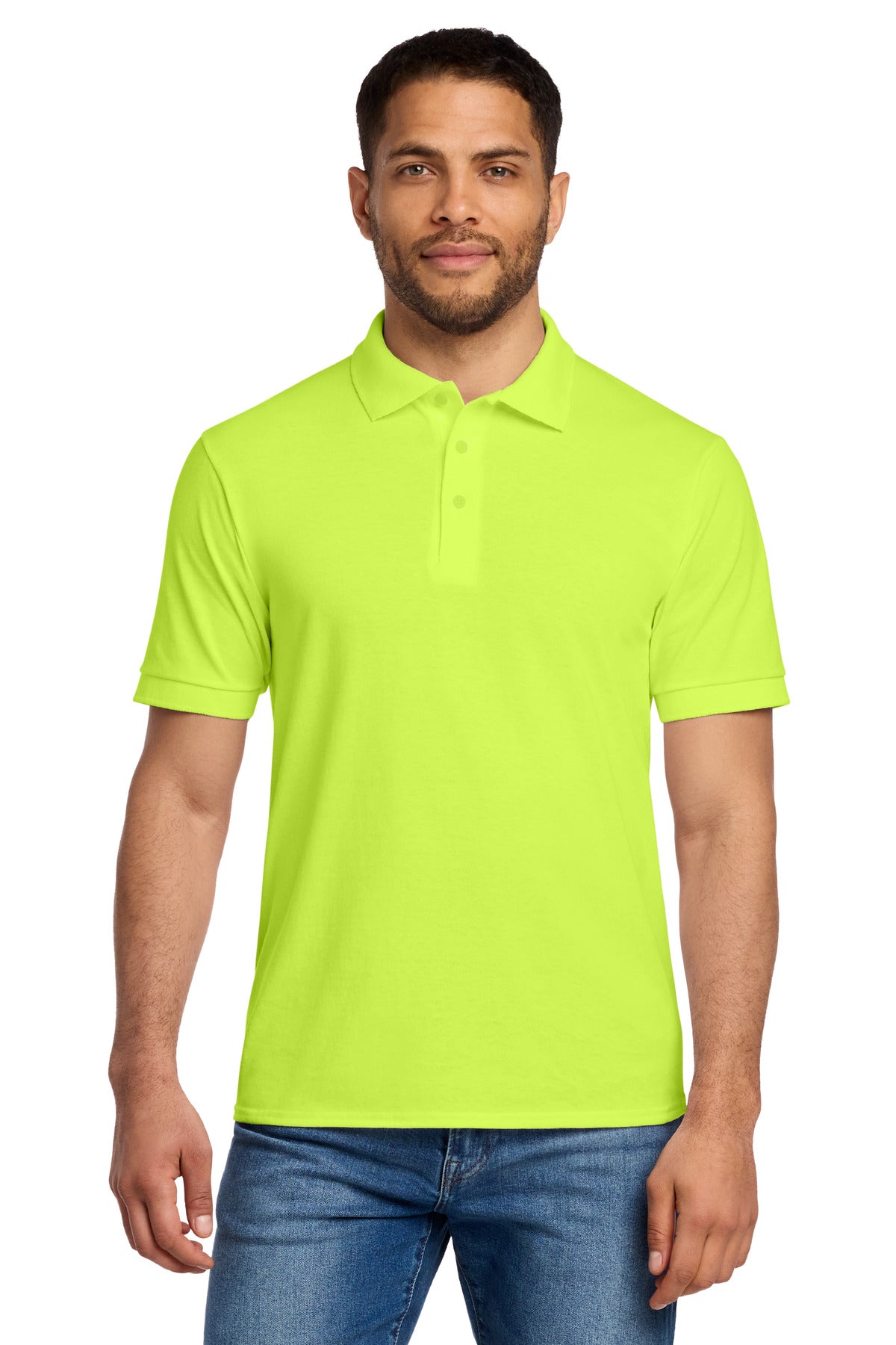 Custom Safety Green Core Blend Jersey Knit Polo KP55, personalized by SanCanDo Swag in Argyle, TX