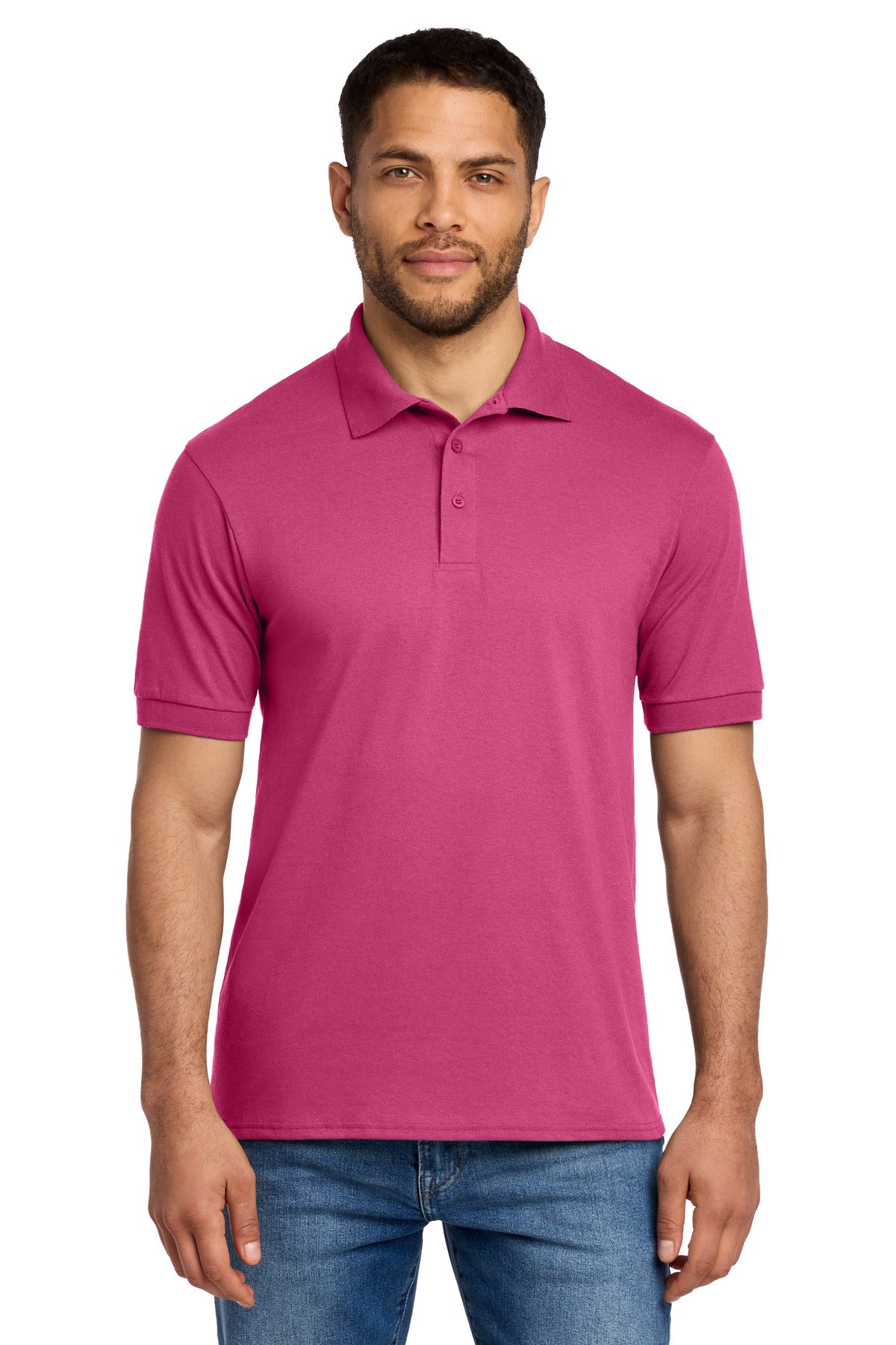 Custom Sangria Core Blend Jersey Knit Polo KP55, personalized by SanCanDo Swag in Argyle, TX
