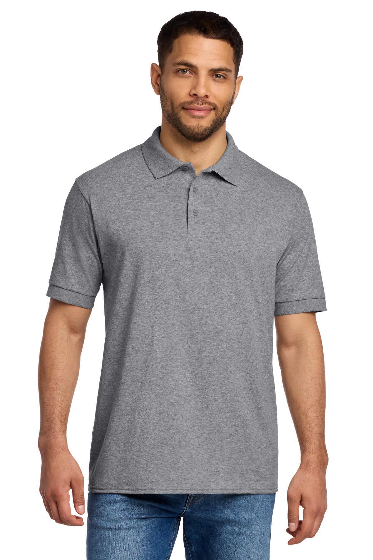Custom Athletic Heather Core Blend Jersey Knit Polo KP55, personalized by SanCanDo Swag in Argyle, TX