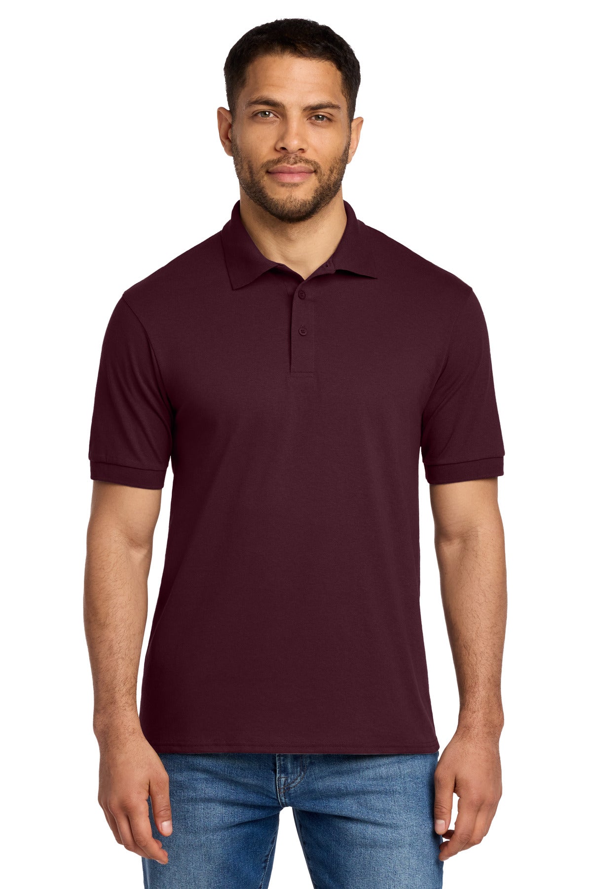 Custom Athletic Maroon Core Blend Jersey Knit Polo KP55, personalized by SanCanDo Swag in Argyle, TX