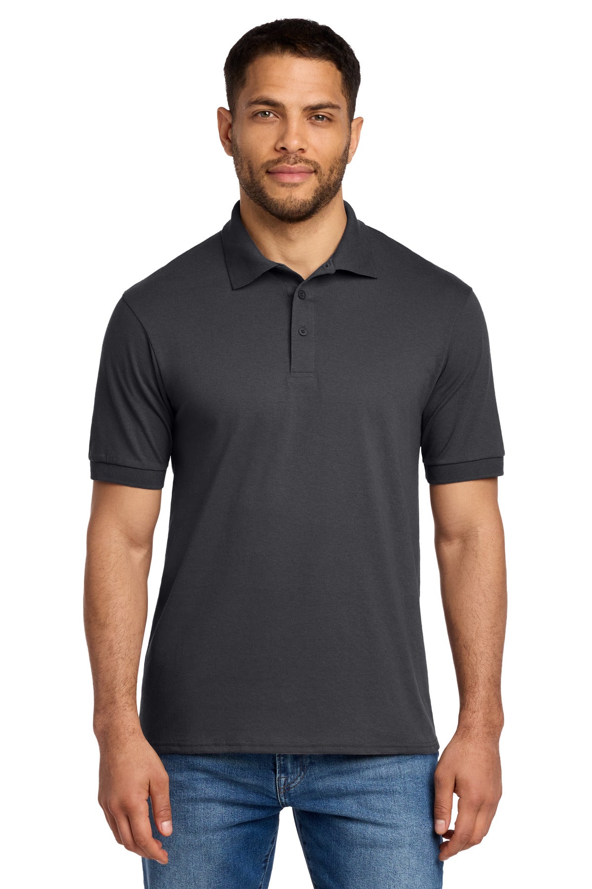 Custom Charcoal Tall Core Blend Jersey Knit Polo KP55T, personalized by SanCanDo Swag in Argyle, TX