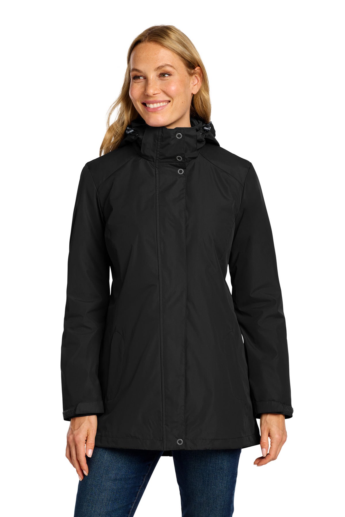 Custom Black Women's All-Weather 3-in-1 Jacket L123, personalized by SanCanDo Swag in Argyle, TX