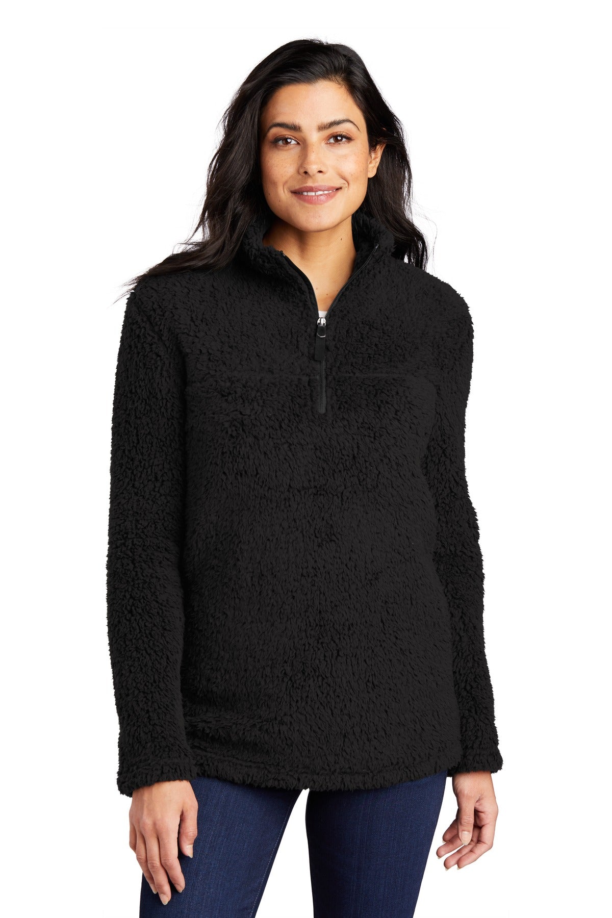 Custom Black Women's Cozy 1/4-Zip Fleece L130, personalized by SanCanDo Swag in Argyle, TX