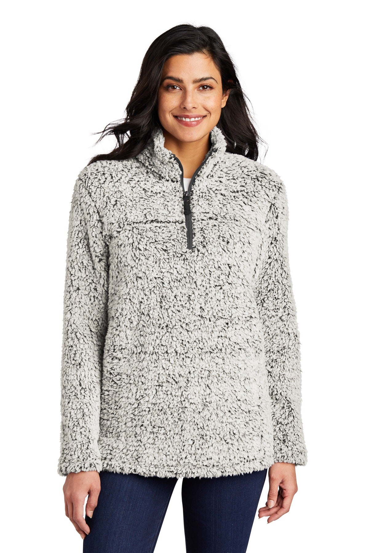 Custom Grey Heather Women's Cozy 1/4-Zip Fleece L130, personalized by SanCanDo Swag in Argyle, TX