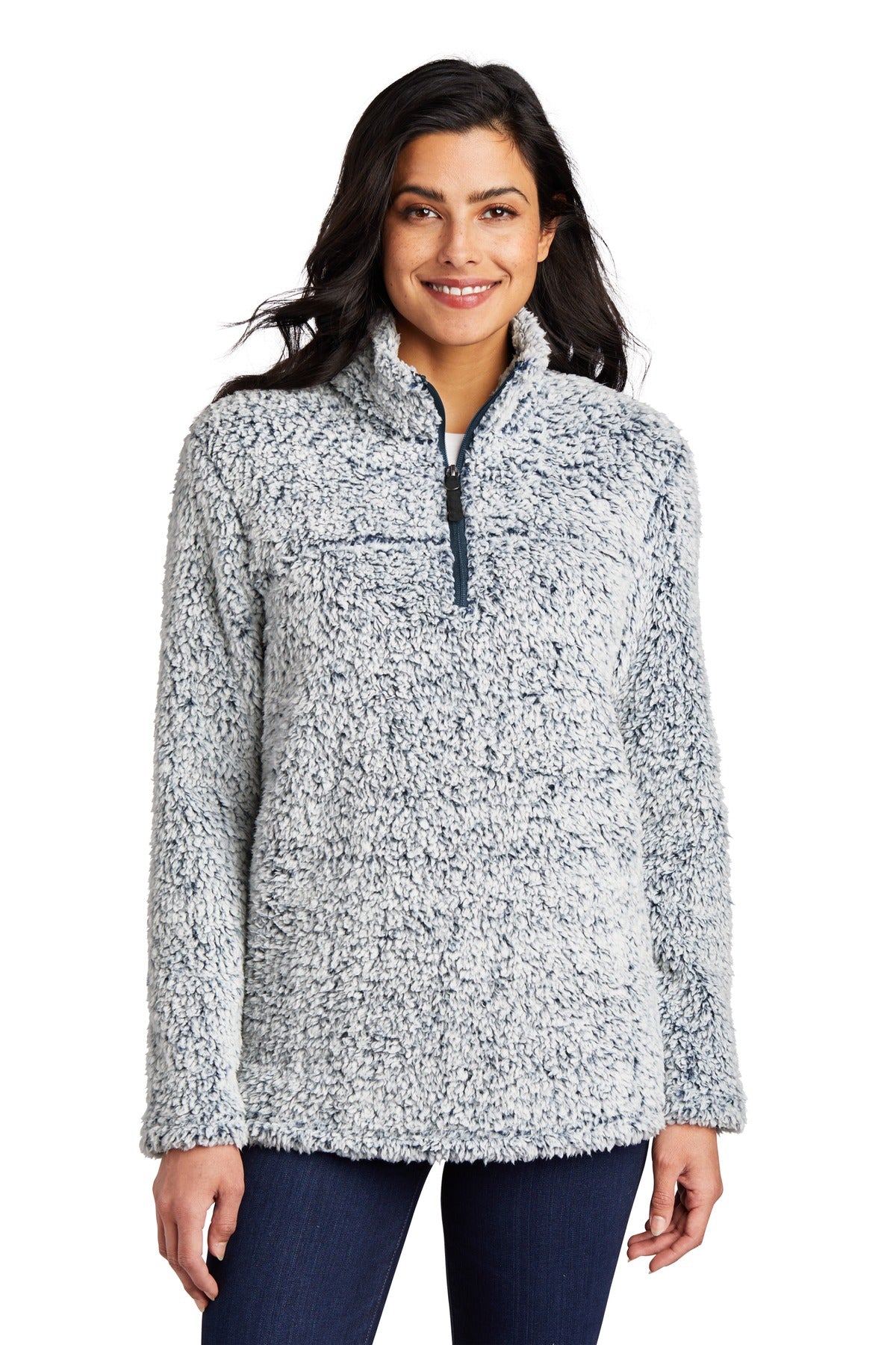 Custom Navy Heather Women's Cozy 1/4-Zip Fleece L130, personalized by SanCanDo Swag in Argyle, TX