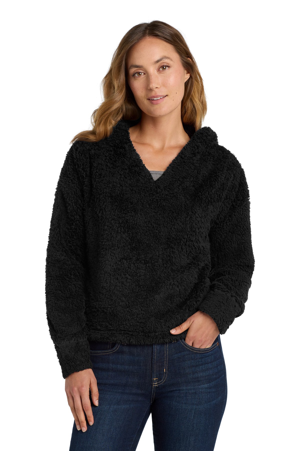 Custom Black Women's Cozy Fleece Hoodie L132, personalized by SanCanDo Swag in Argyle, TX