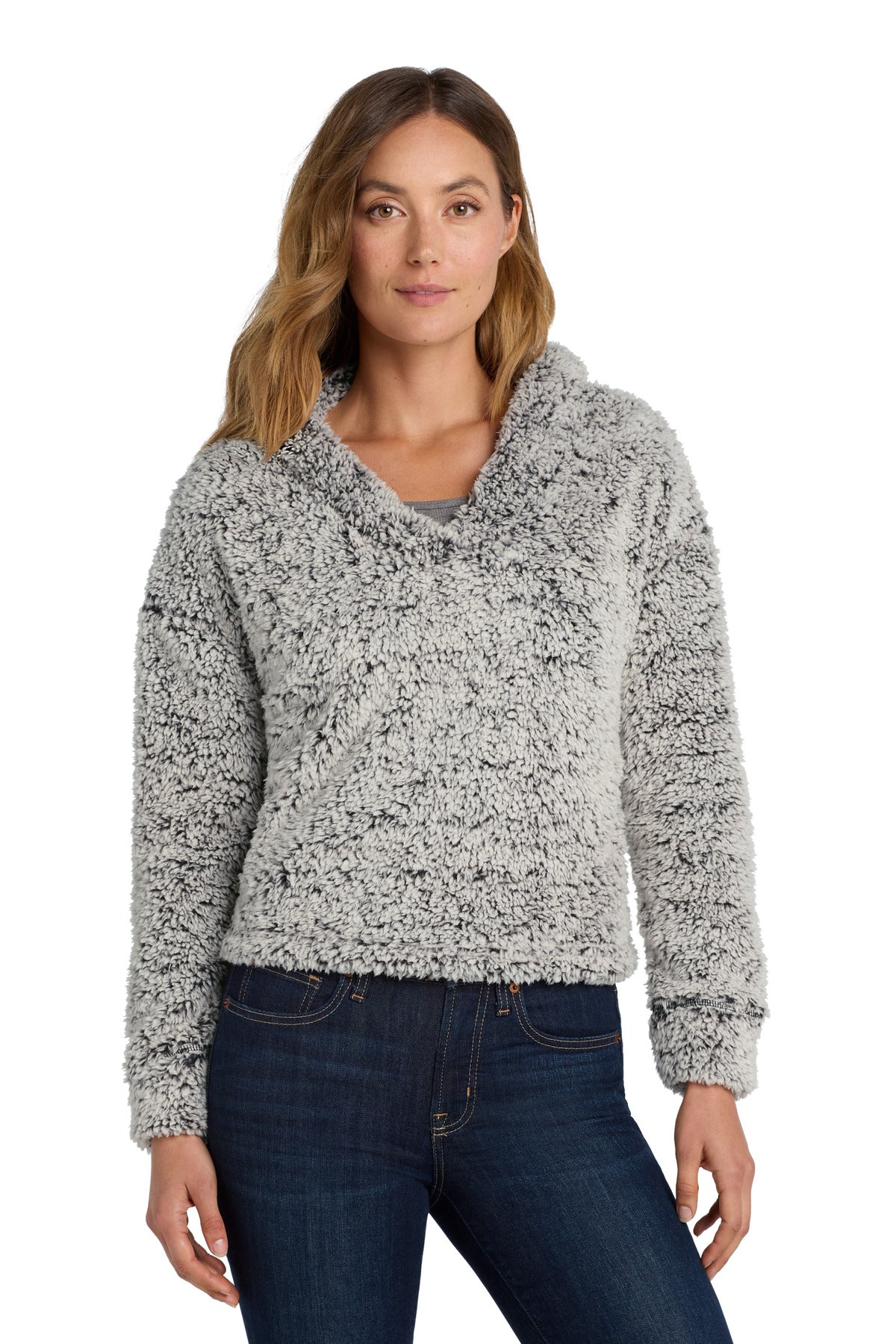 Custom Grey Heather Women's Cozy Fleece Hoodie L132, personalized by SanCanDo Swag in Argyle, TX