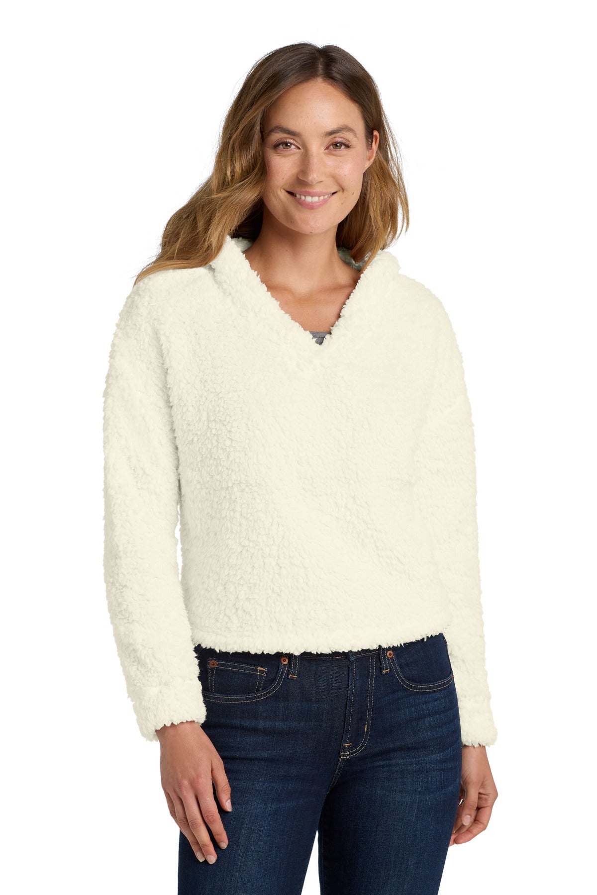 Custom Marshmallow Women's Cozy Fleece Hoodie L132, personalized by SanCanDo Swag in Argyle, TX