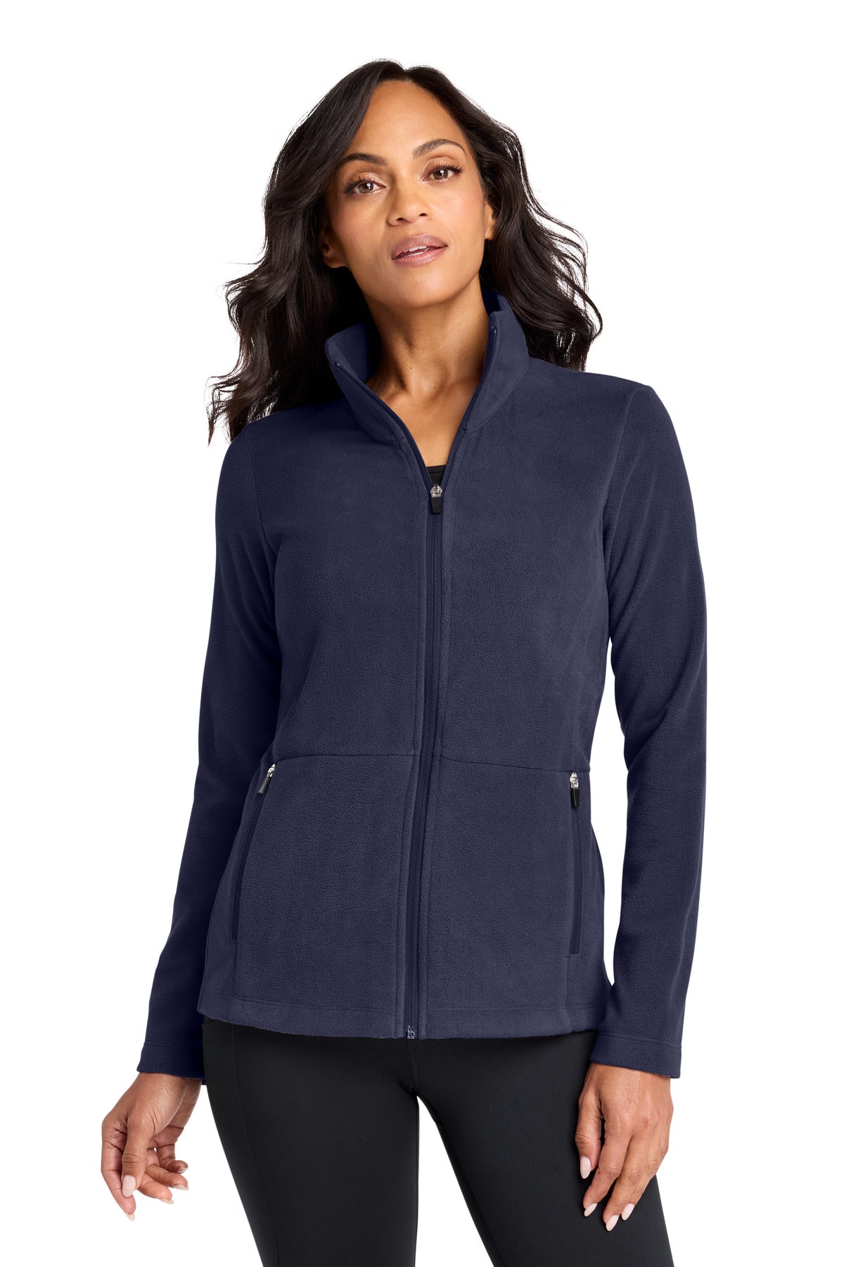 Custom Navy Women's Accord Microfleece Jacket L151, personalized by SanCanDo Swag in Argyle, TX