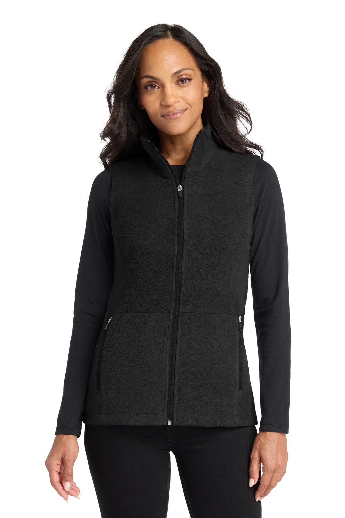 Custom Black Women's Accord Microfleece Vest L152, personalized by SanCanDo Swag in Argyle, TX