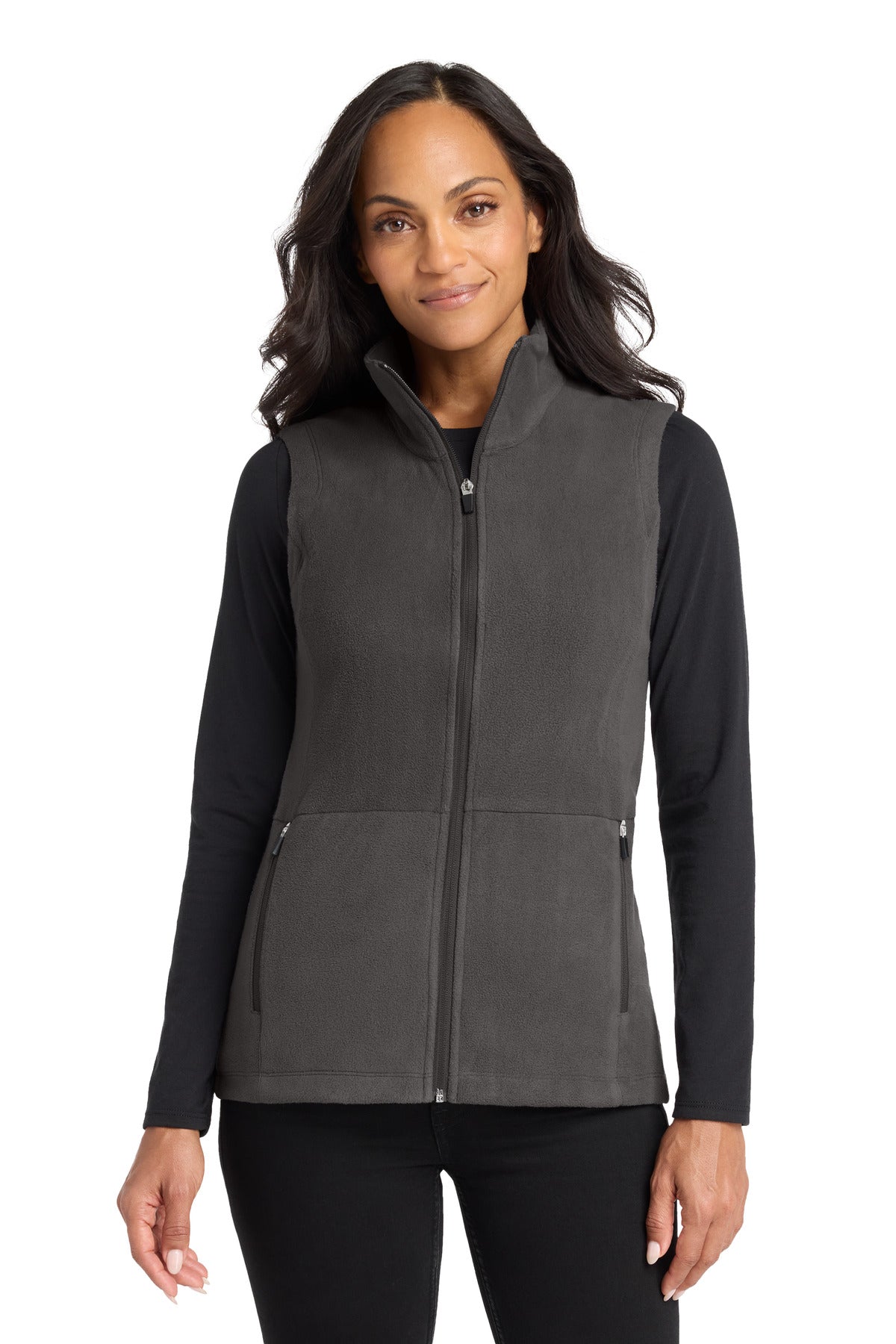 Custom Pewter Women's Accord Microfleece Vest L152, personalized by SanCanDo Swag in Argyle, TX