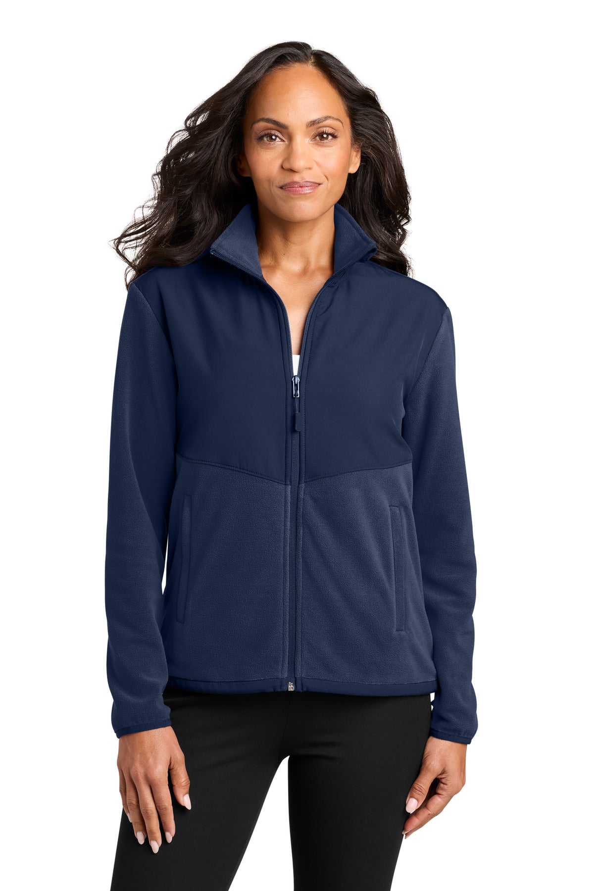 Custom True Navy Women's Therma-Tek Fleece Jacket L180, personalized by SanCanDo Swag in Argyle, TX