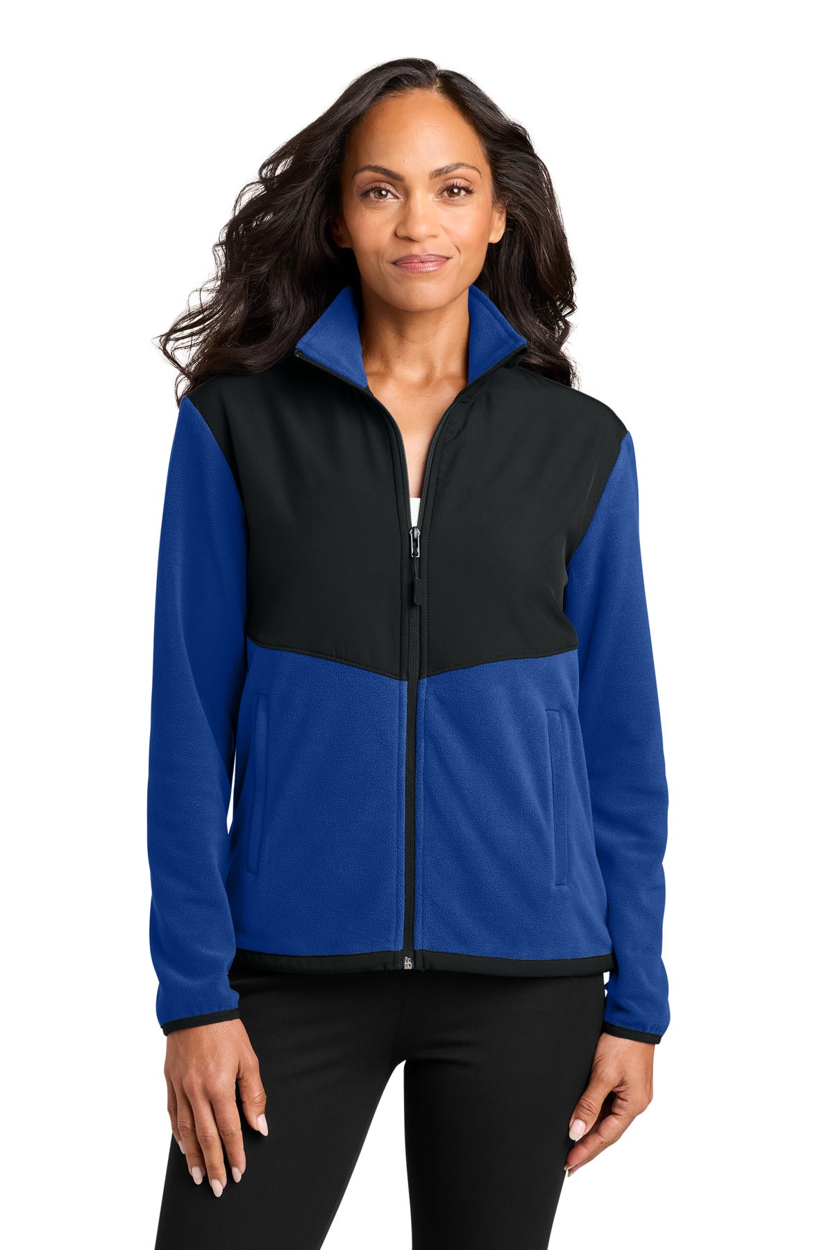 Custom True Royal/ Black Women's Therma-Tek Fleece Jacket L180, personalized by SanCanDo Swag in Argyle, TX