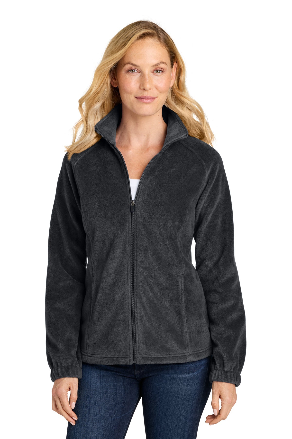 Custom Black Women's Plush Fleece Full-Zip Jacket L190, personalized by SanCanDo Swag in Argyle, TX