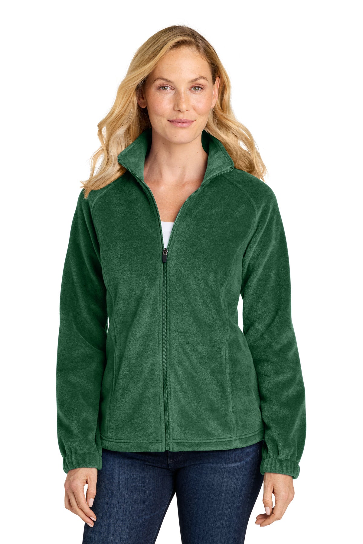 Custom Dark Green Women's Plush Fleece Full-Zip Jacket L190, personalized by SanCanDo Swag in Argyle, TX
