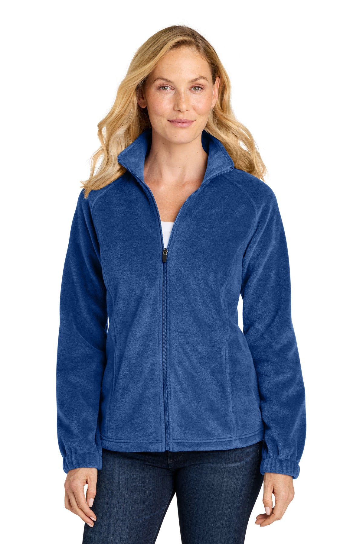 Custom Royal Women's Plush Fleece Full-Zip Jacket L190, personalized by SanCanDo Swag in Argyle, TX