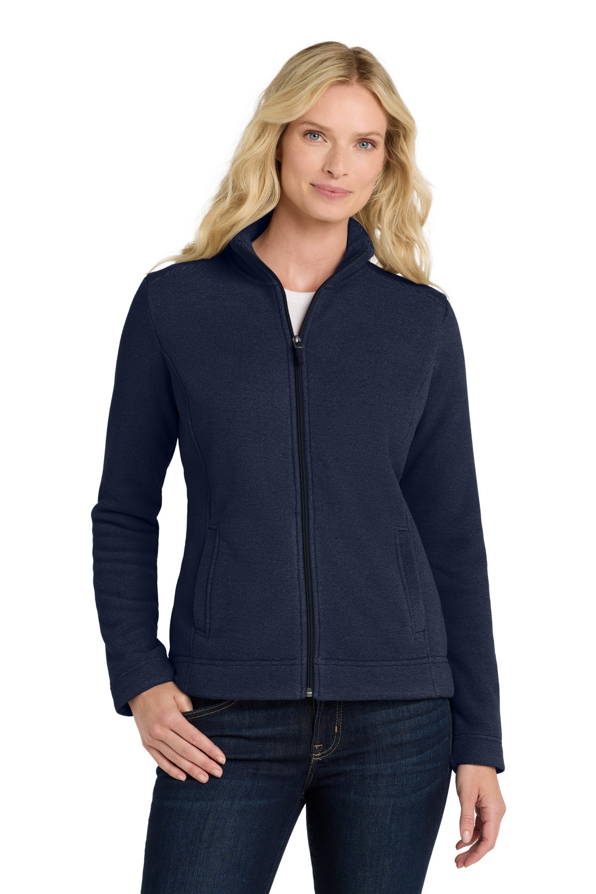 Custom Insignia Blue/ River Blue Navy Women's Ultra Warm Brushed Fleece Jacket L211, personalized by SanCanDo Swag in Argyle, TX