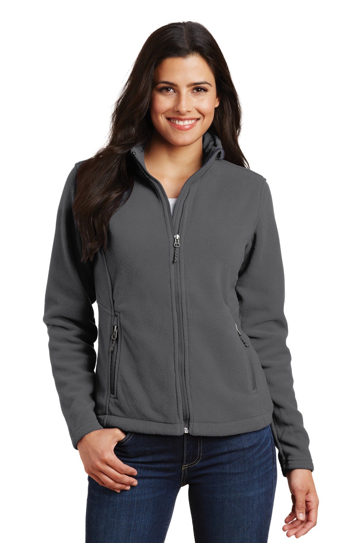 Custom Iron Grey Women's Value Fleece Jacket L217, personalized by SanCanDo Swag in Argyle, TX