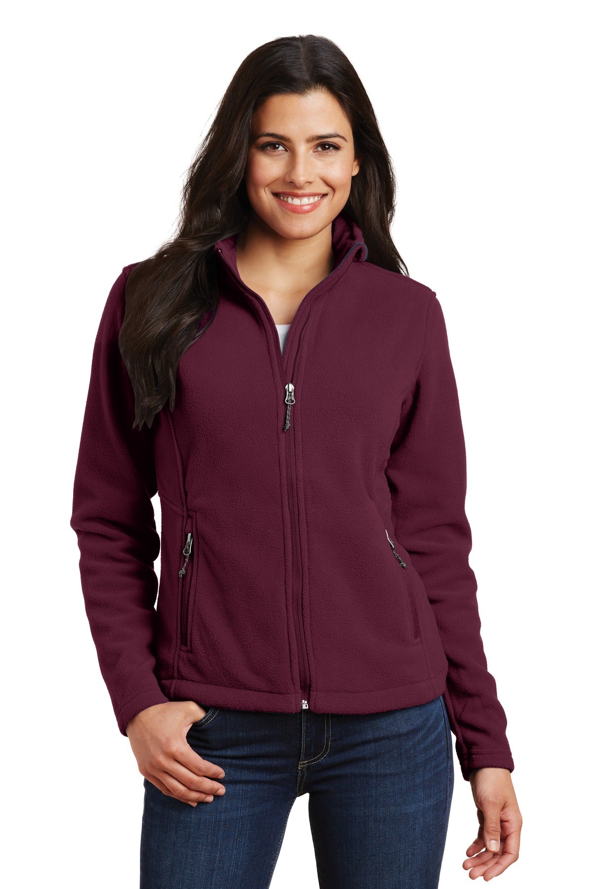 Custom Maroon Women's Value Fleece Jacket L217, personalized by SanCanDo Swag in Argyle, TX