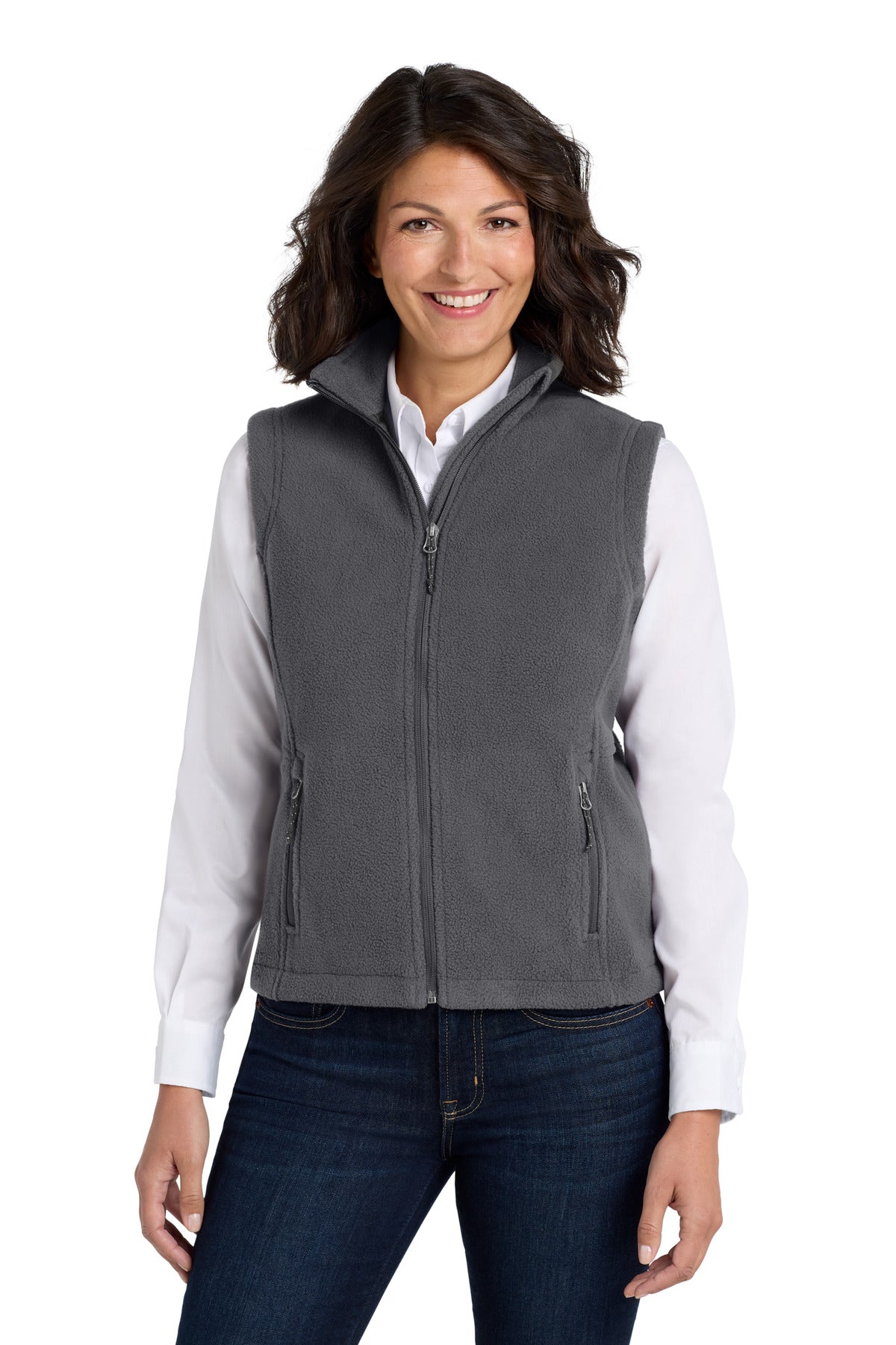 Custom Iron Grey Women's Value Fleece Vest L219, personalized by SanCanDo Swag in Argyle, TX