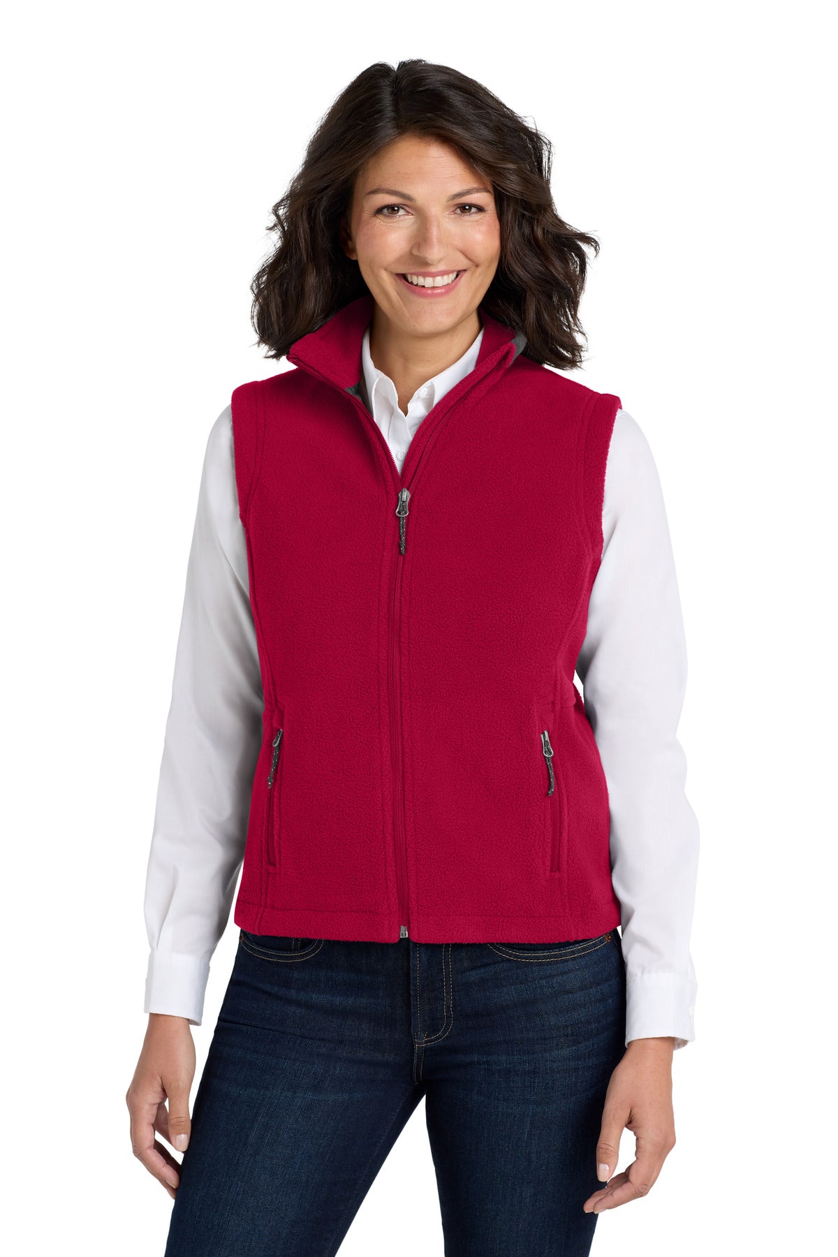 Custom True Red Women's Value Fleece Vest L219, personalized by SanCanDo Swag in Argyle, TX