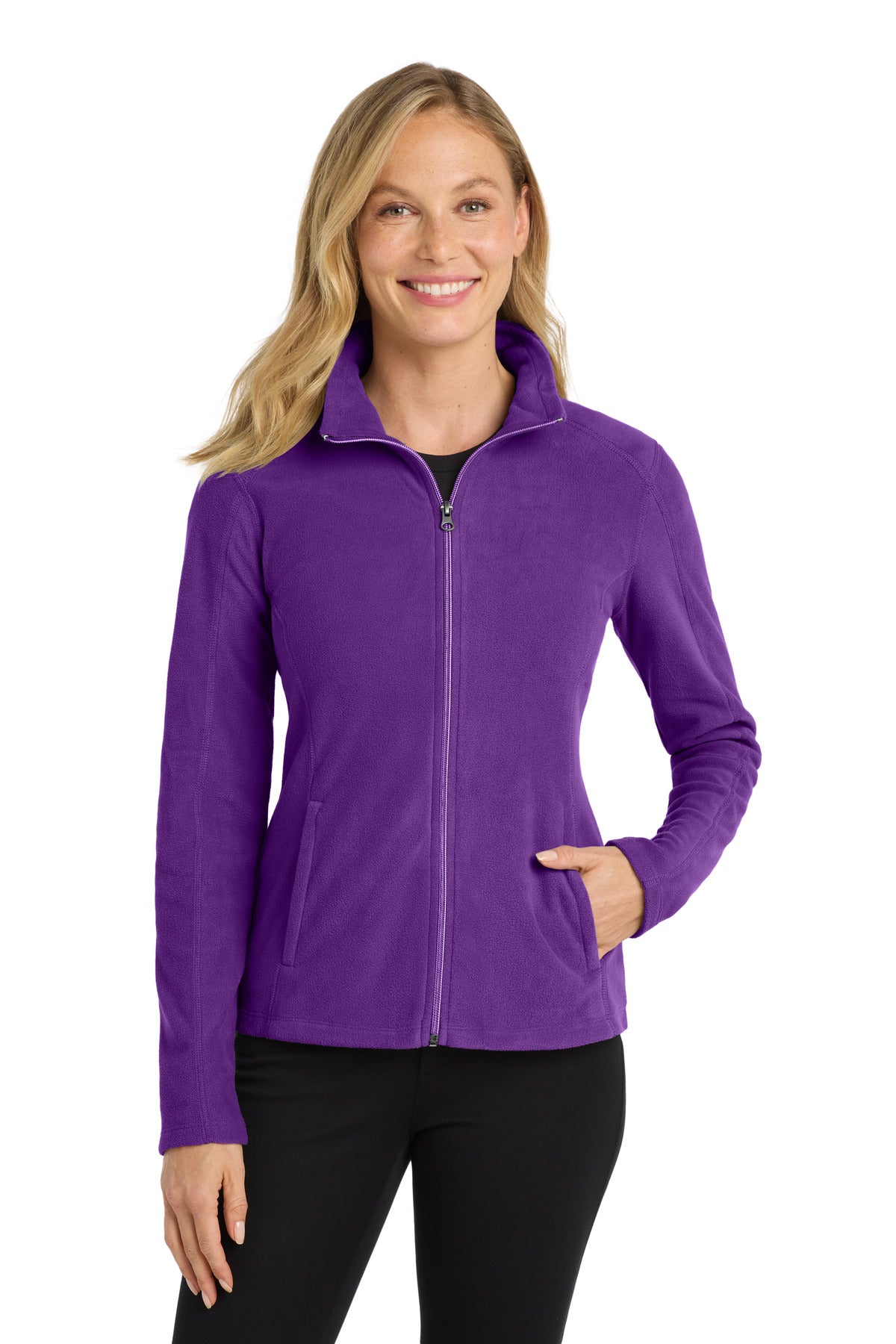 Custom Amethyst Purple Women's Microfleece Jacket L223, personalized by SanCanDo Swag in Argyle, TX