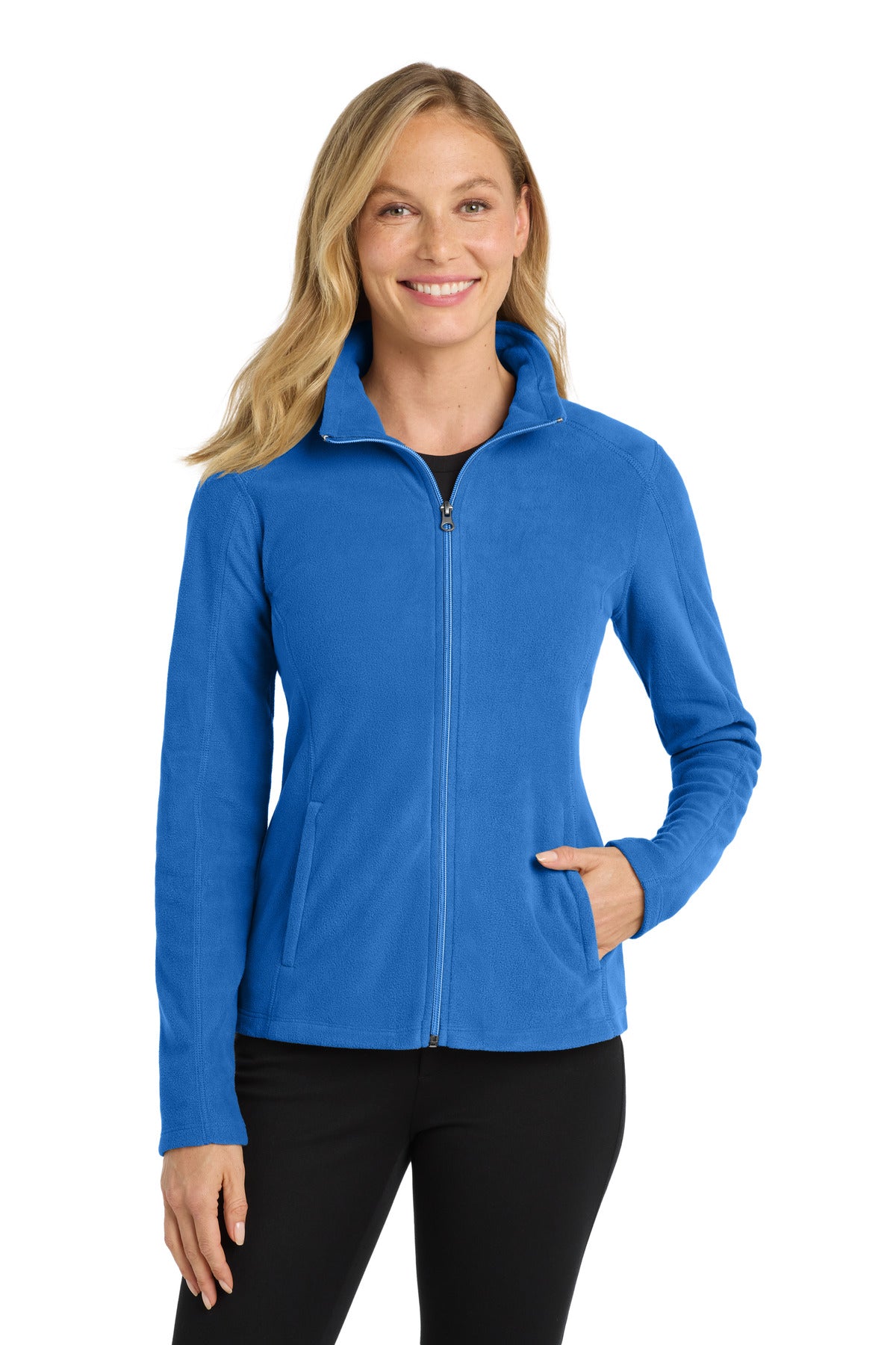 Custom Light Royal Women's Microfleece Jacket L223, personalized by SanCanDo Swag in Argyle, TX