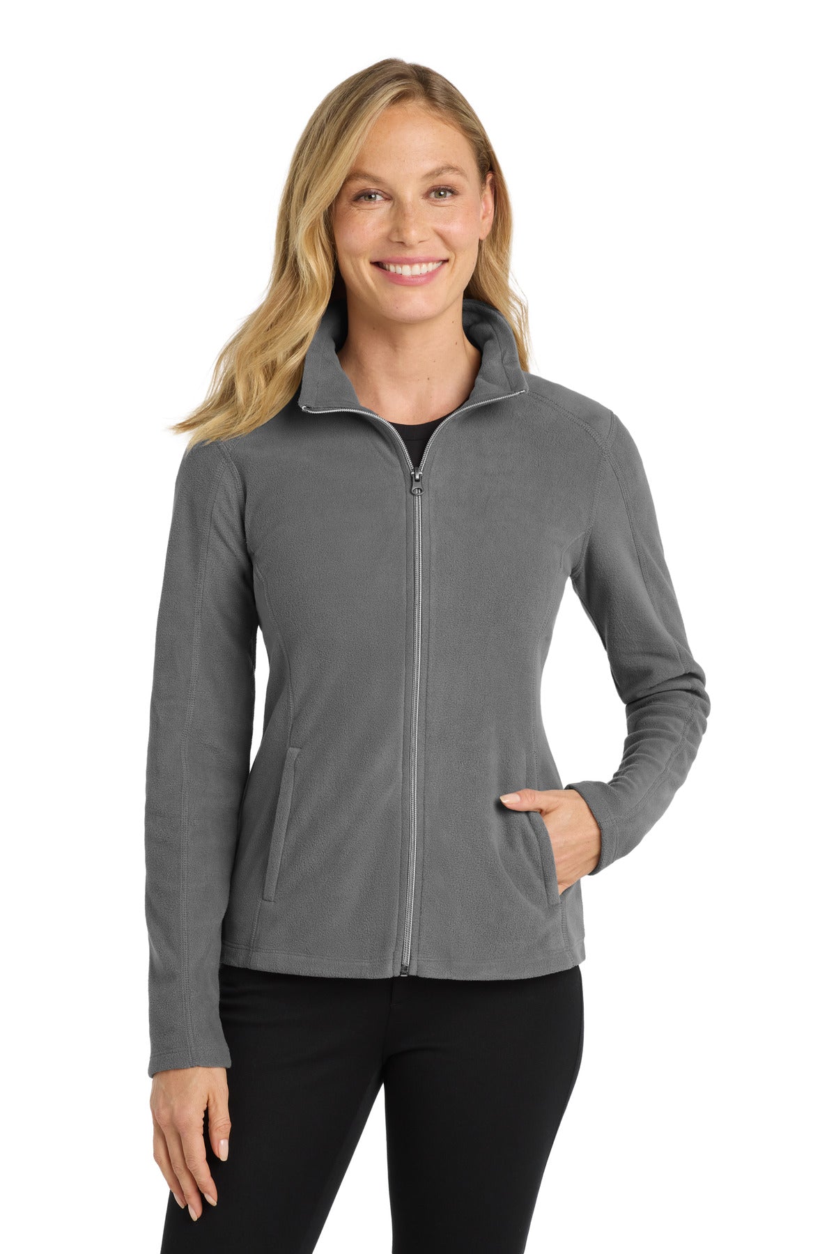 Custom Pearl Grey Women's Microfleece Jacket L223, personalized by SanCanDo Swag in Argyle, TX