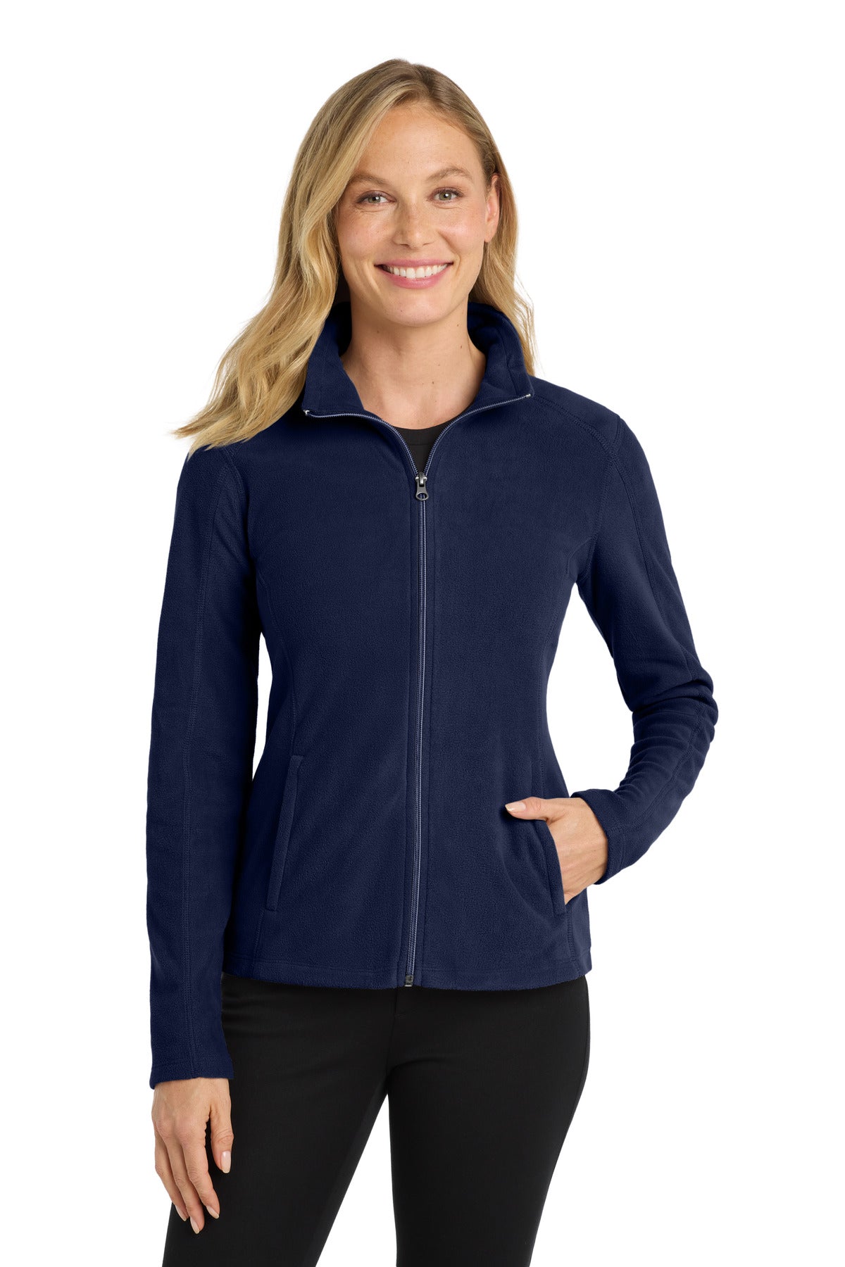Custom True Navy Women's Microfleece Jacket L223, personalized by SanCanDo Swag in Argyle, TX