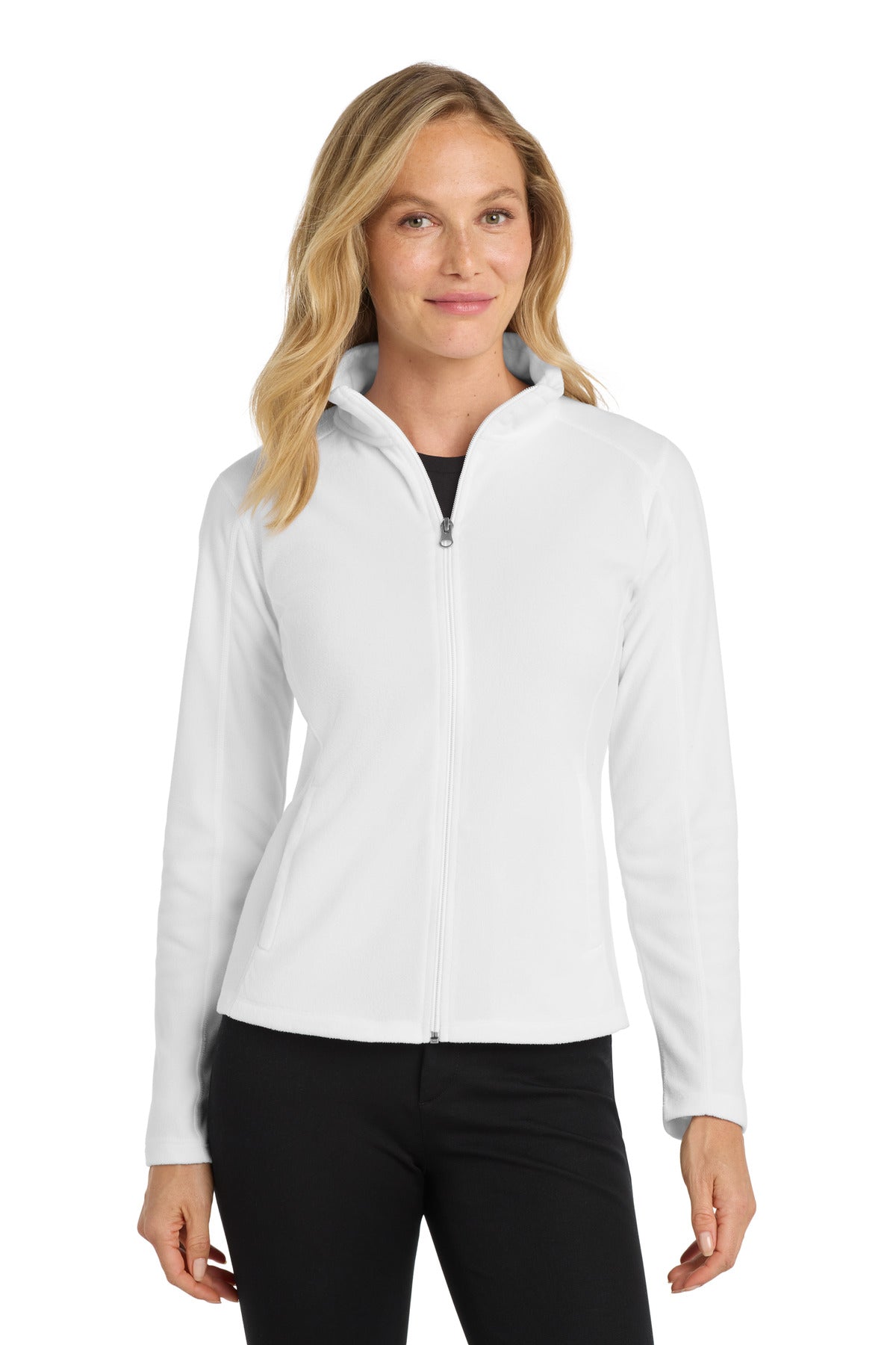 Custom White Women's Microfleece Jacket L223, personalized by SanCanDo Swag in Argyle, TX