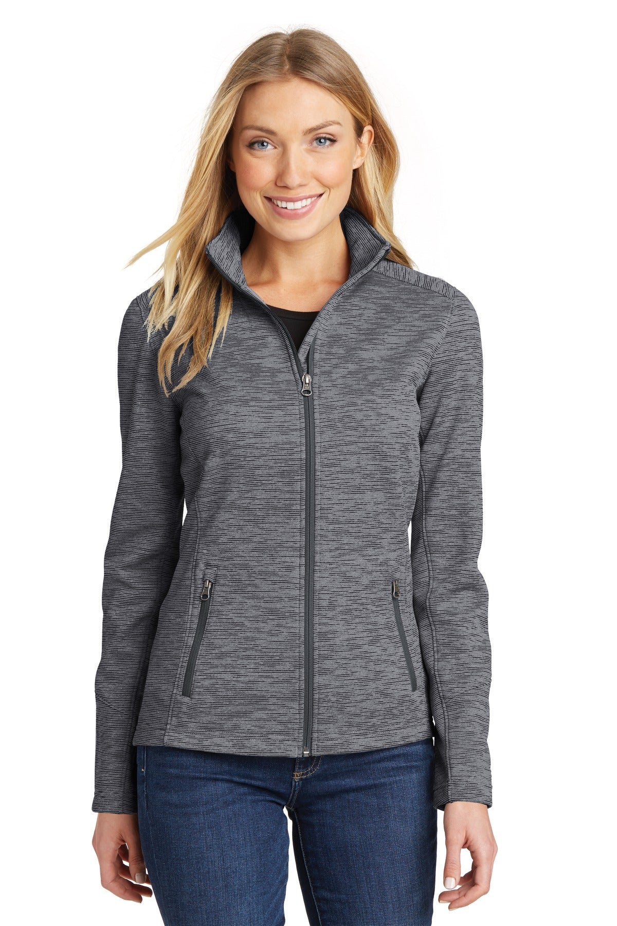 Custom Black Women's Digi Stripe Fleece Jacket L231, personalized by SanCanDo Swag in Argyle, TX