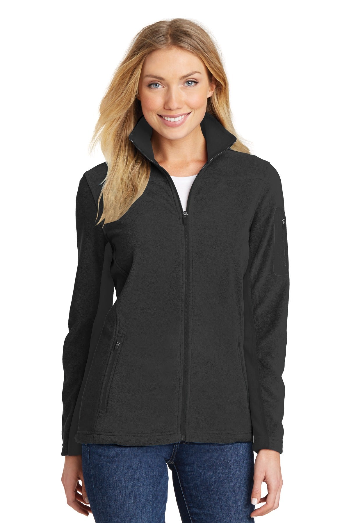 Custom Black/ Black Women's Summit Fleece Full-Zip Jacket L233, personalized by SanCanDo Swag in Argyle, TX