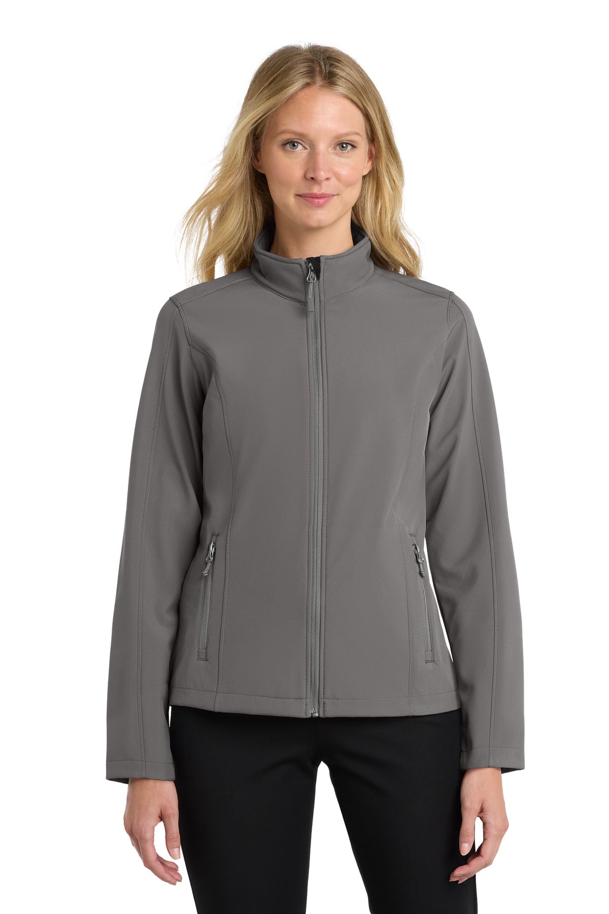 Custom Deep Smoke Women's Core Soft Shell Jacket L317, personalized by SanCanDo Swag in Argyle, TX