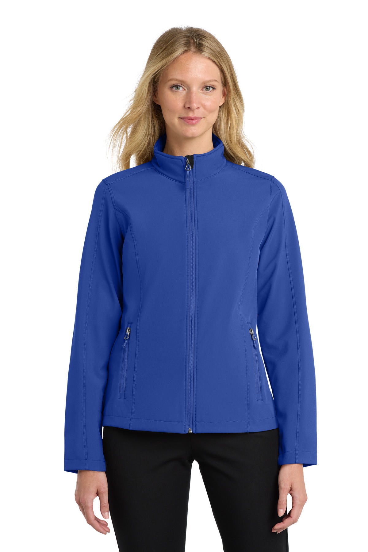 Custom True Royal Women's Core Soft Shell Jacket L317, personalized by SanCanDo Swag in Argyle, TX