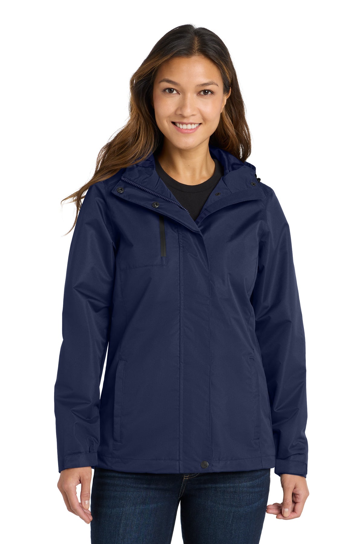 Custom True Navy Women's All-Conditions Jacket L331, personalized by SanCanDo Swag in Argyle, TX