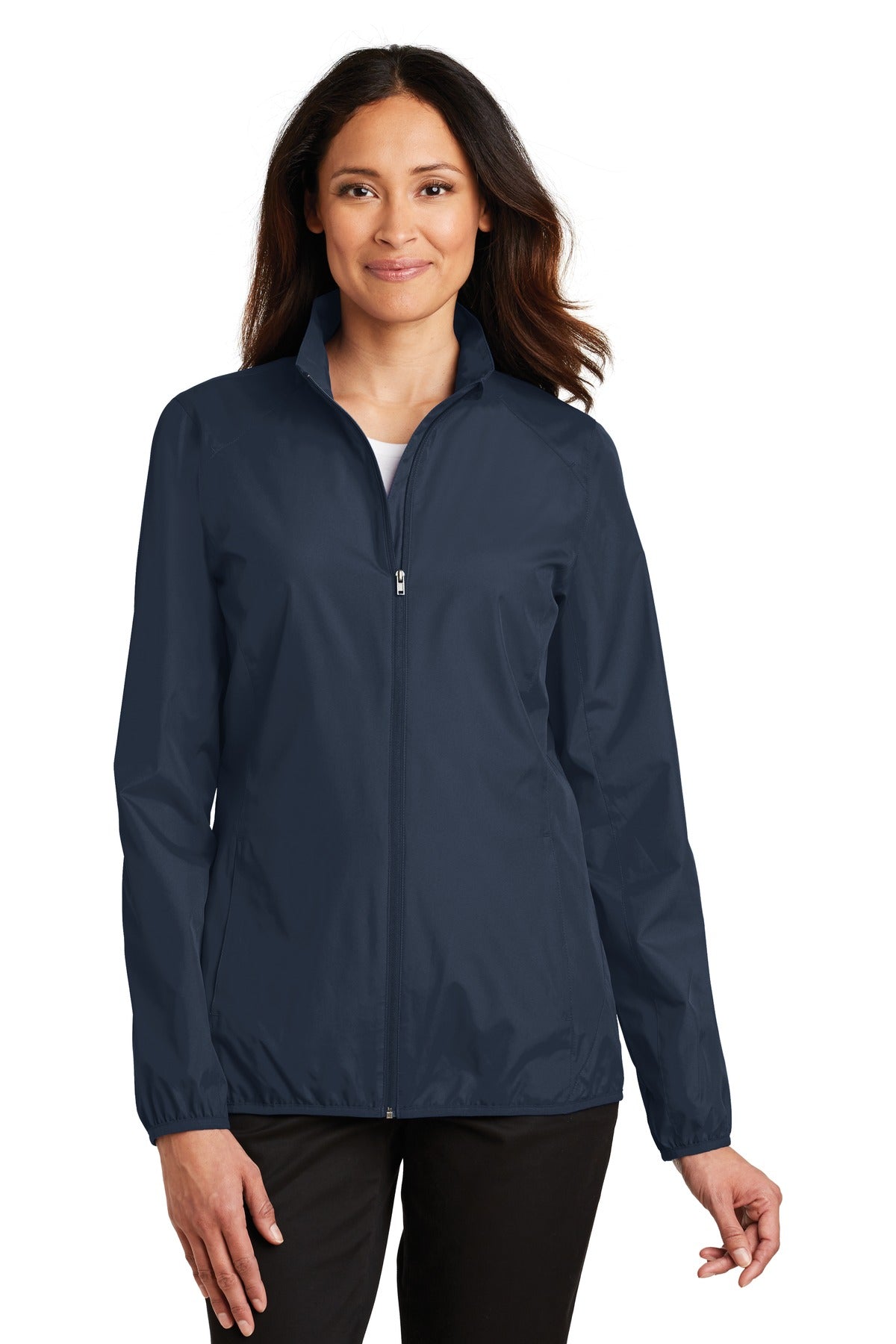 Custom Dress Blue Navy Women's Zephyr Full-Zip Jacket L344, personalized by SanCanDo Swag in Argyle, TX