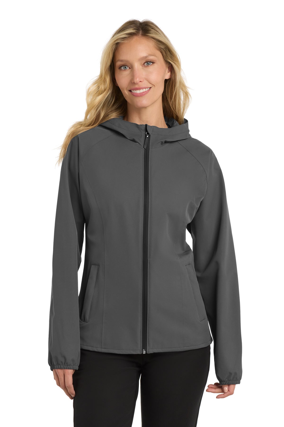 Custom Graphite Women's Essential Rain Jacket L407, personalized by SanCanDo Swag in Argyle, TX
