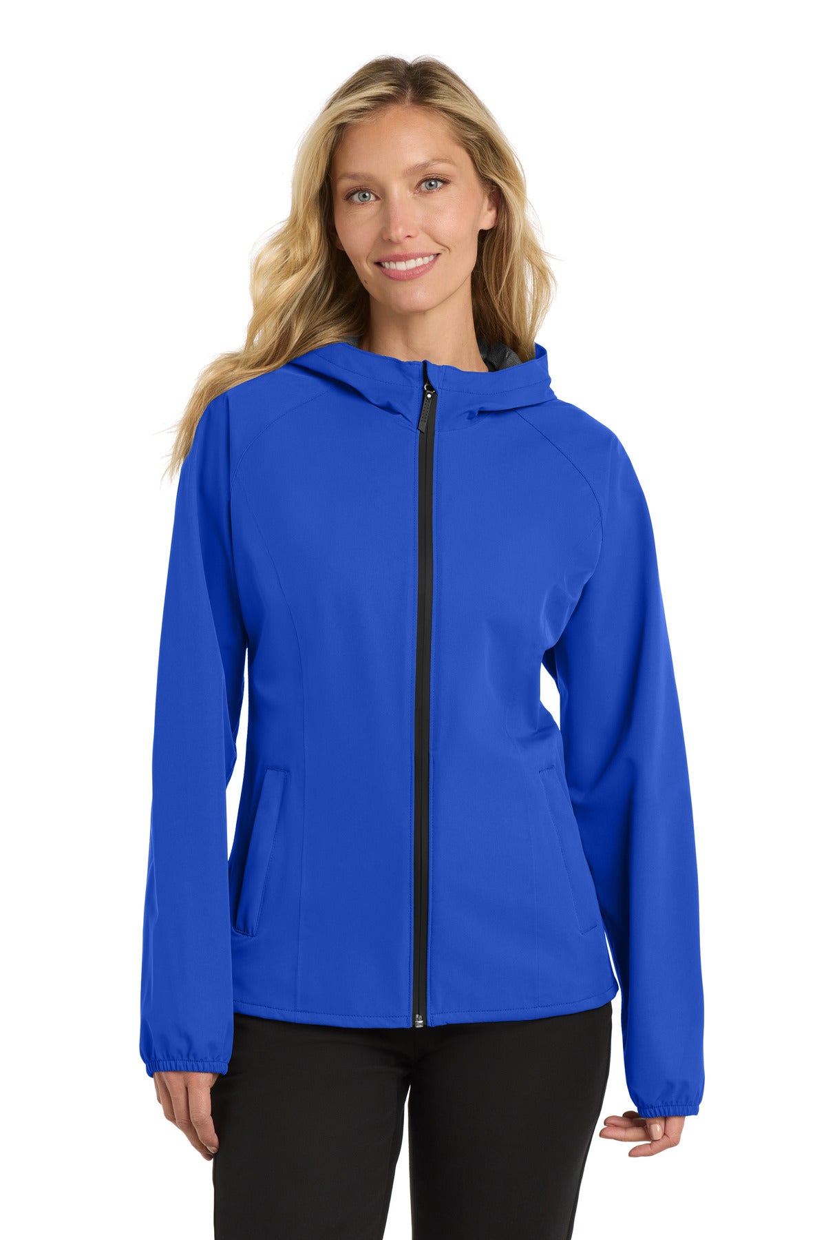 Custom True Royal Women's Essential Rain Jacket L407, personalized by SanCanDo Swag in Argyle, TX