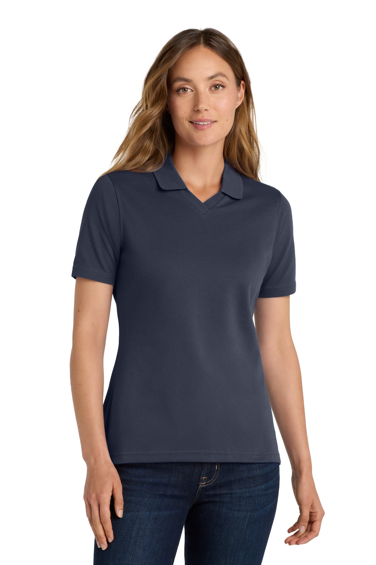 Custom Classic Navy Women's Rapid Dry Polo L455, personalized by SanCanDo Swag in Argyle, TX