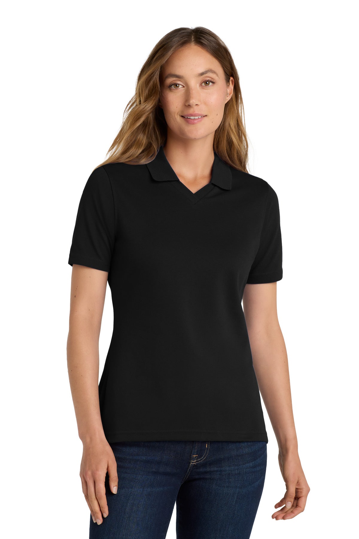Custom Jet Black Women's Rapid Dry Polo L455, personalized by SanCanDo Swag in Argyle, TX
