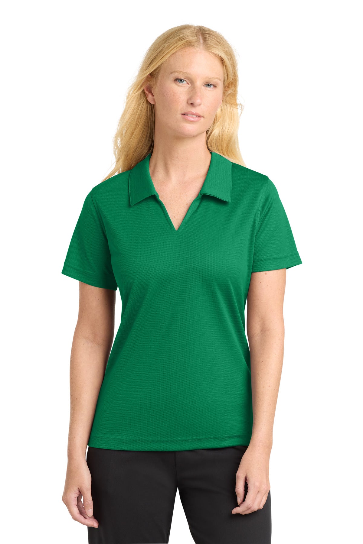 Custom Kelly Green Women's Dri-Mesh V-Neck Polo L469, personalized by SanCanDo Swag in Argyle, TX