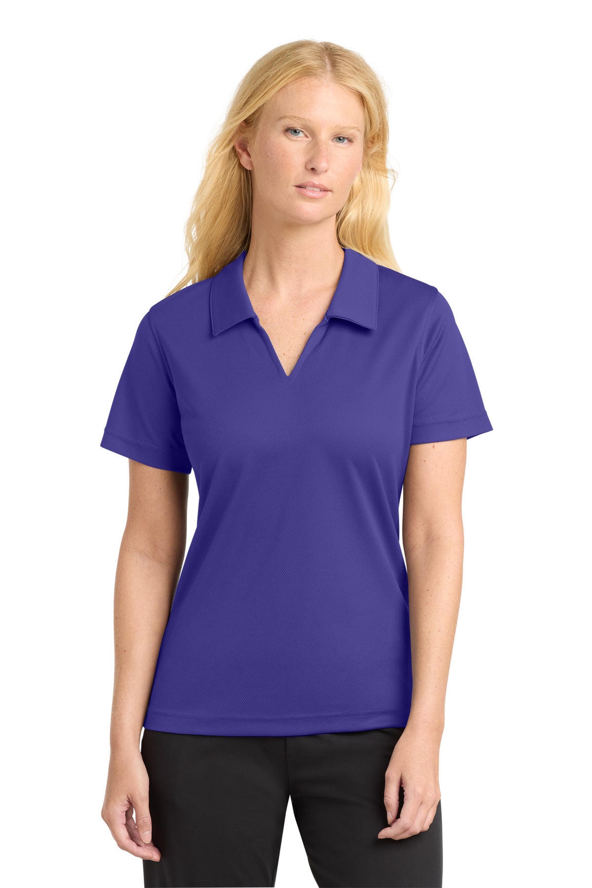 Custom Purple Women's Dri-Mesh V-Neck Polo L469, personalized by SanCanDo Swag in Argyle, TX