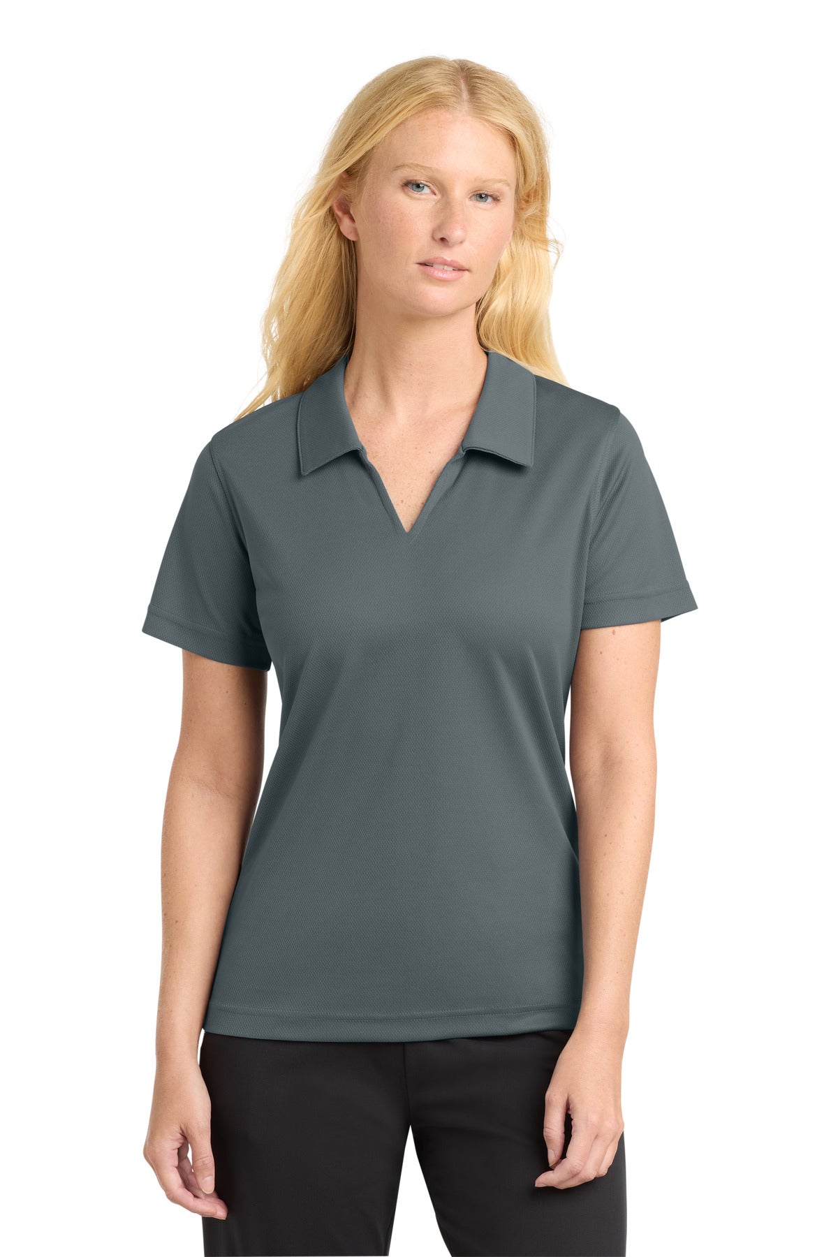 Custom Steel Women's Dri-Mesh V-Neck Polo L469, personalized by SanCanDo Swag in Argyle, TX