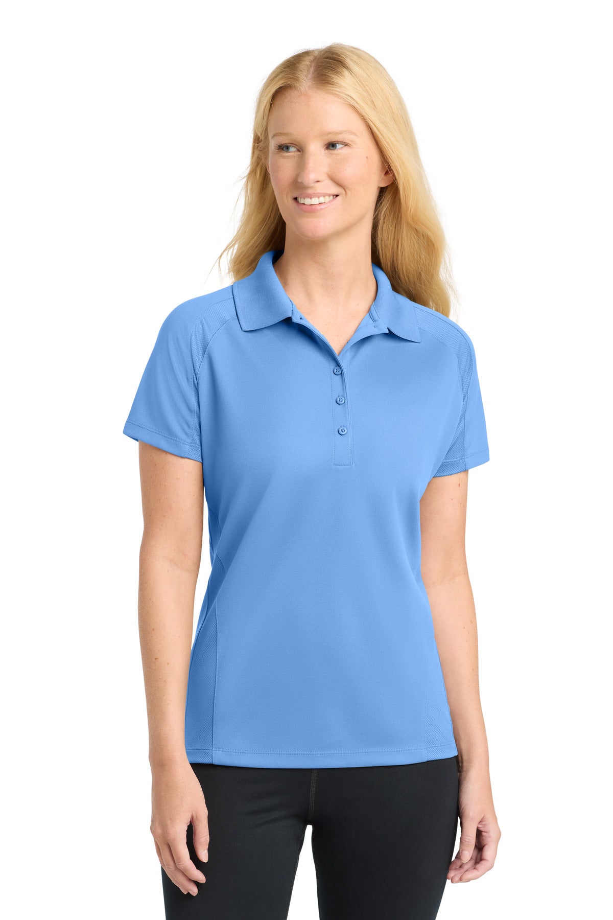 Custom Carolina Blue Women's Dri-Mesh Pro Polo L474, personalized by SanCanDo Swag in Argyle, TX