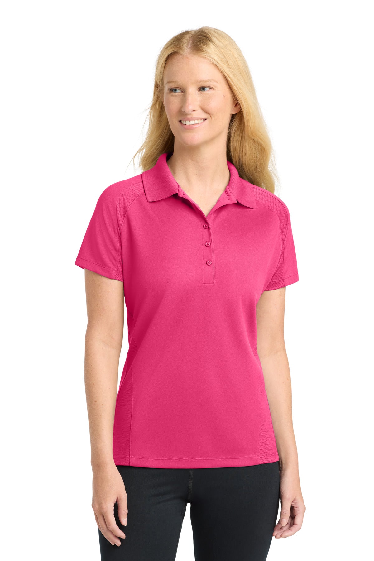 Custom Pink Raspberry Women's Dri-Mesh Pro Polo L474, personalized by SanCanDo Swag in Argyle, TX